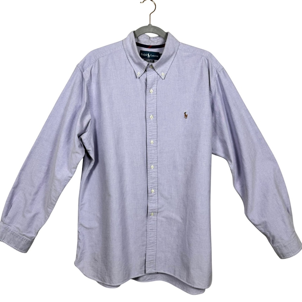 Ralph Lauren Mens XL Classic Fit Oxford Button Down Shirt Lavender Purple Cotton